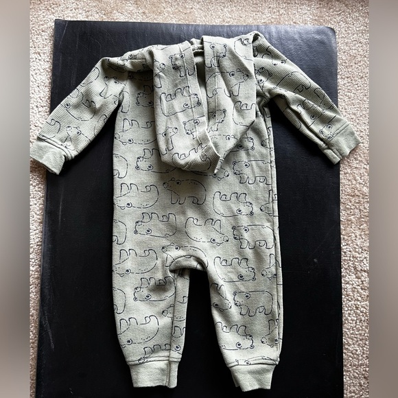 Infant baby 9M Carter’s green zip up jumpsuit - Picture 2 of 6